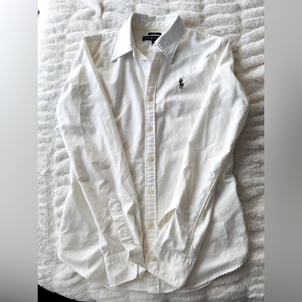 Ralph Lauren White Button up- Like New